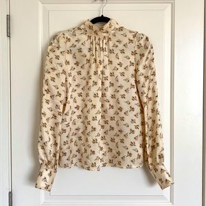 Marc Jacobs yellow silk patterned blouse size 2